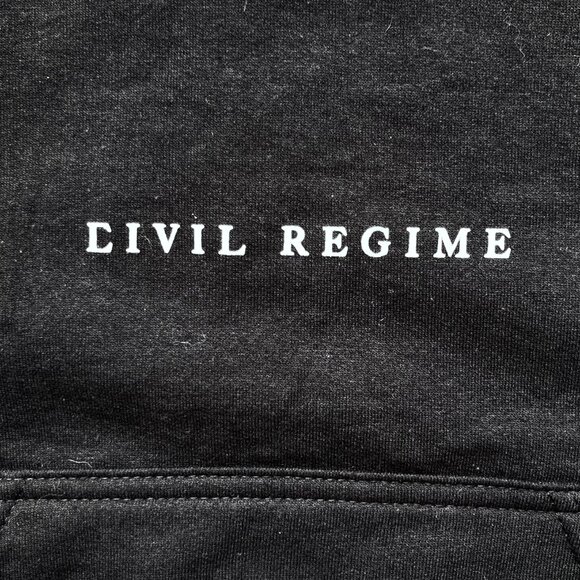 CIVIL REGIME ABSTRACT FLOWER PRINT BLACK PULLOVER HOODIE Men’s sz L - Picture 4 of 8